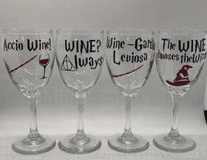 4 pack Wine Glasses HP Inspired