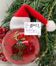 Load image into Gallery viewer, 3” Grinch Ornaments with Santa’s Hat
