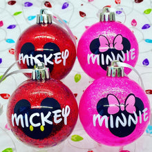 Load image into Gallery viewer, 3” Mickey &amp; Minnie Inspired Christmas Ornaments
