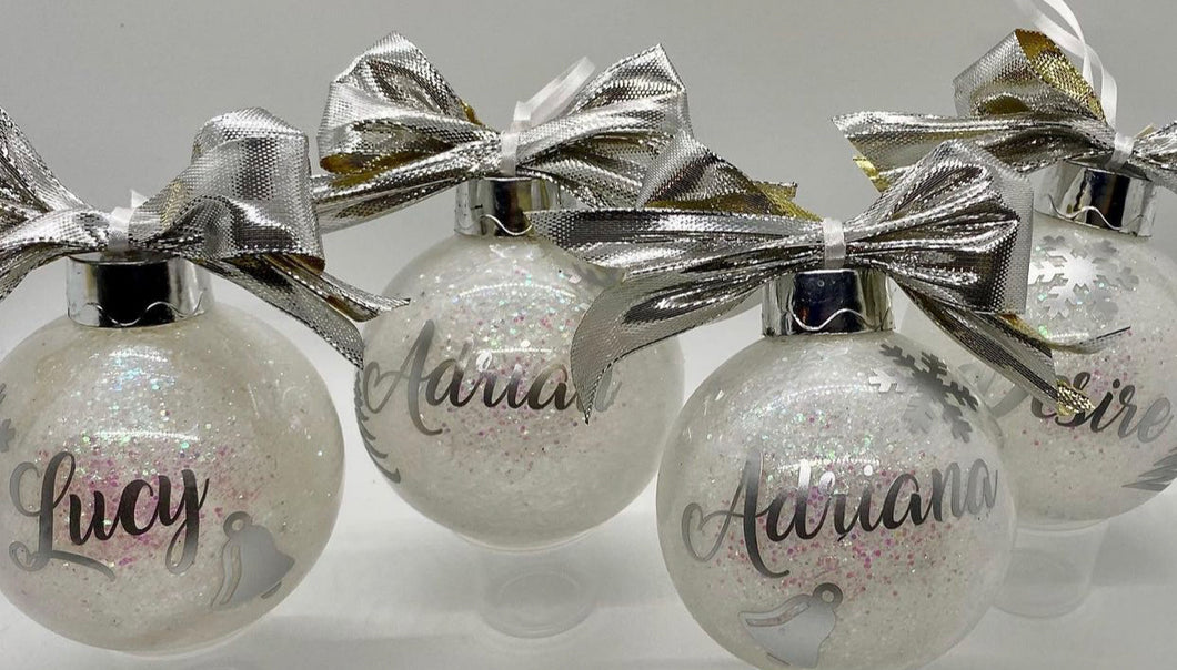 3” White & Silver Christmas Ornaments
