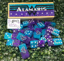 Load image into Gallery viewer, Purple &amp; Turquoise Wonder Woman Inspired Dominoes
