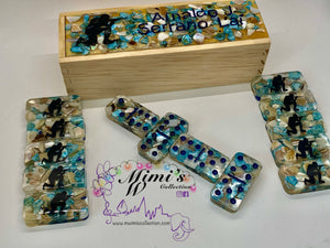 Mix White & Blue Shell Dominoes