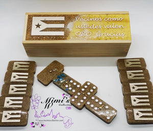 Gold Flag Puerto Rico Inspired Dominoes