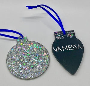 Glitter Set of 2 Cristmas Resin Ornaments
