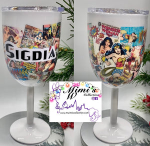 White Wonder Woman Inspired Wine Tumbler 12oz