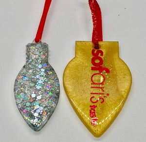 Any Color Set of 2 Christmas Resin Ornaments