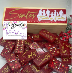 Red and Name Glitter Dominoes