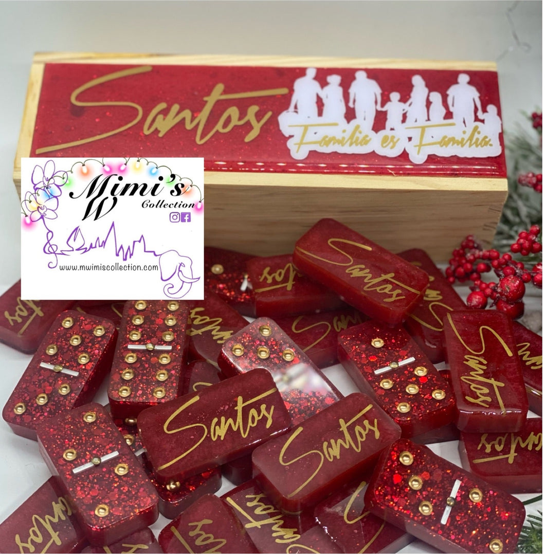 Red and Name Glitter Dominoes