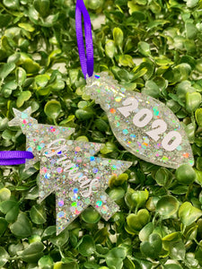 Glitter Set of 2 Cristmas Resin Ornaments