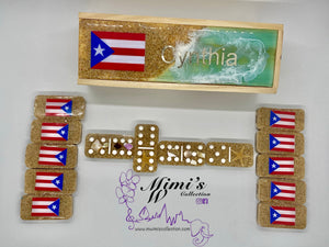 Puerto Rico & Flag 3 Color Decal Dominoes