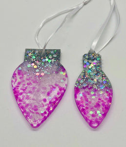 Glitter Set of 2 Cristmas Resin Ornaments