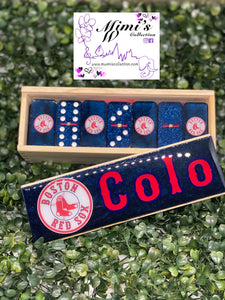 Red Sox Inspired Blue Dominoes