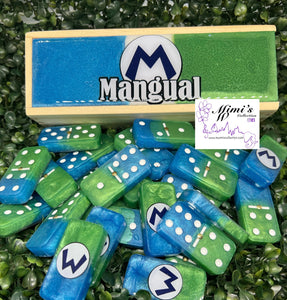 Blue/Green Mangual Racing Inspired Dominoes