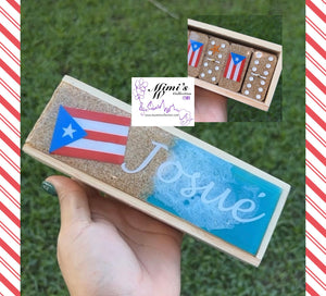 Puerto Rico & Flag 3 Color Decal Dominoes