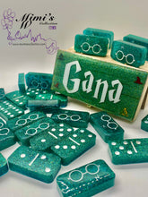 Load image into Gallery viewer, Teal Glitter Dominoes
